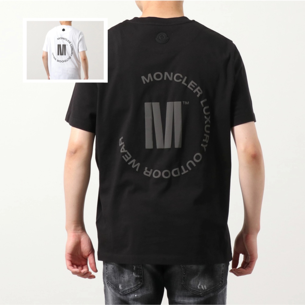 モンクレール マットブラック 半袖 Tシャツ メンズ カットソー クルーネック ロゴT 刺繍 ラバーロゴパッチ 8C00026 829H8