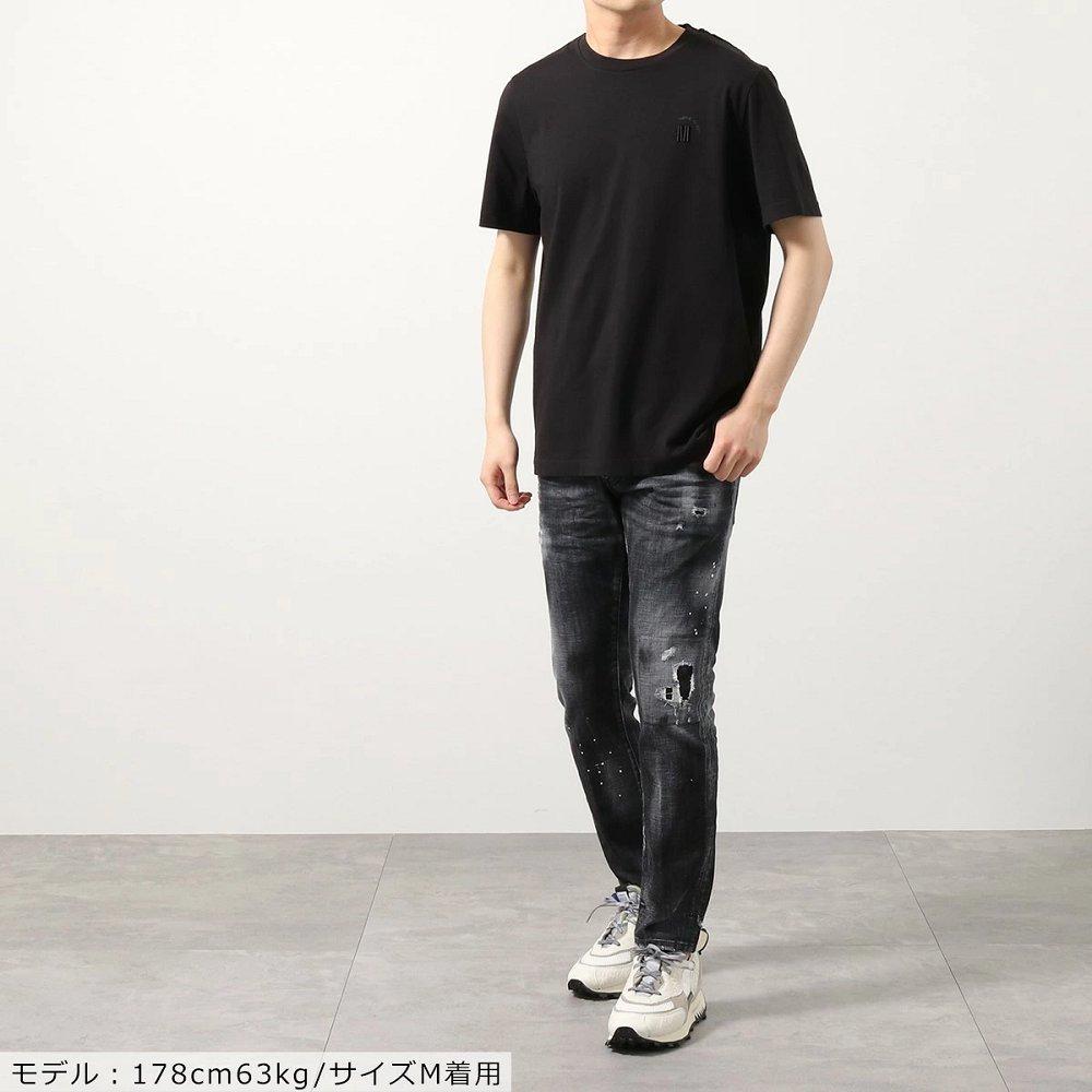 モンクレール マットブラック 半袖 Tシャツ メンズ カットソー クルーネック ロゴT 刺繍 ラバーロゴパッチ 8C00026 829H8