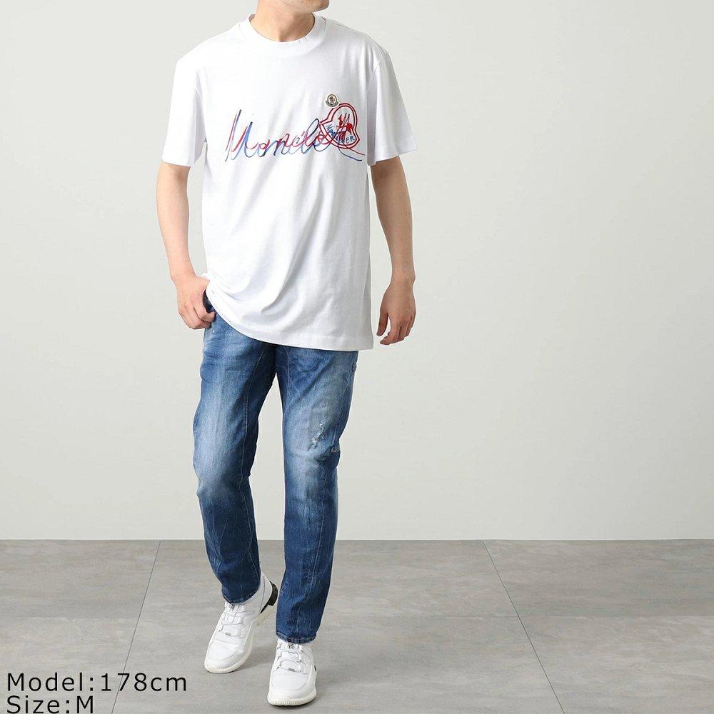 モンクレール 半袖 Tシャツ メンズ カットソー コットン アイコンパッチ クルーネック ロゴT アイコン刺繍 8C00042 8390T