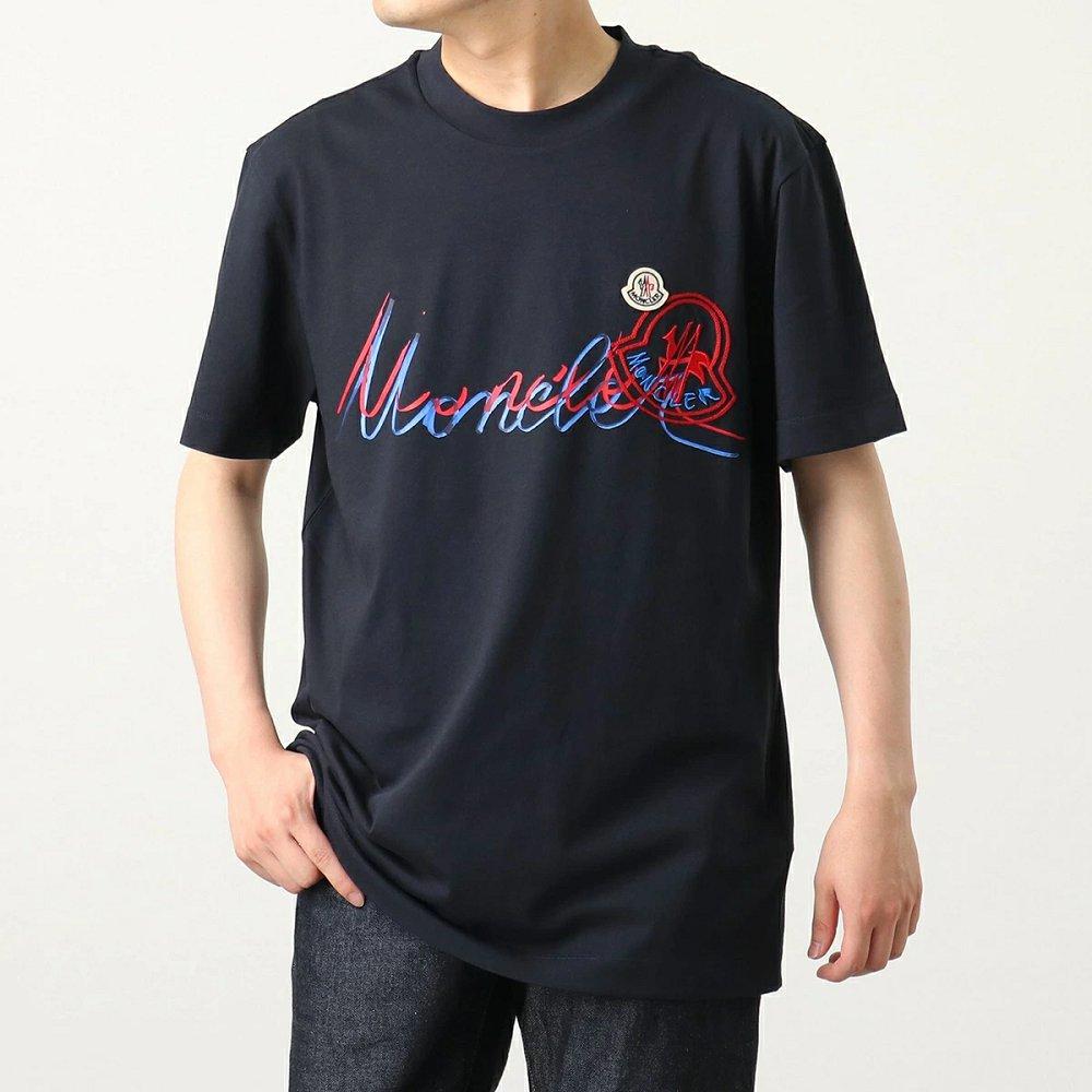 モンクレール 半袖 Tシャツ メンズ カットソー コットン アイコンパッチ クルーネック ロゴT アイコン刺繍 8C00042 8390T