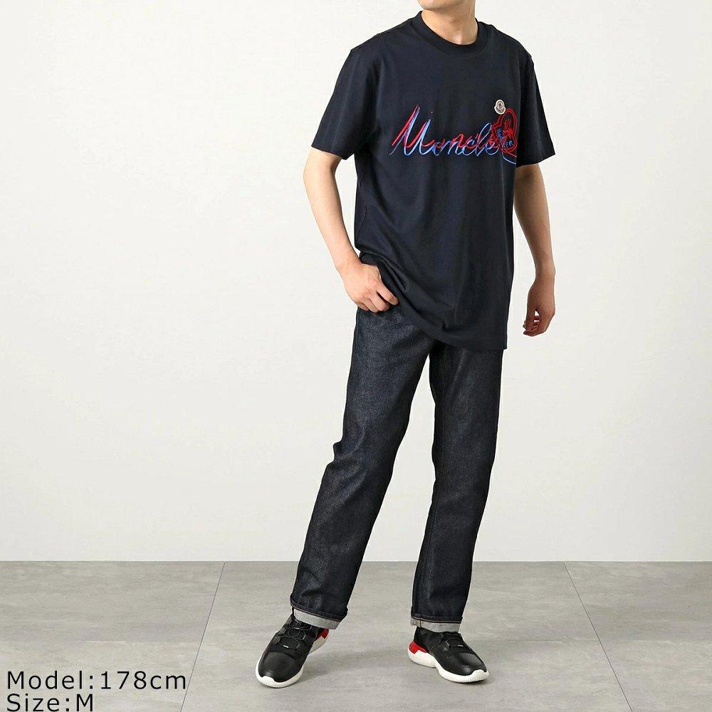 モンクレール 半袖 Tシャツ メンズ カットソー コットン アイコンパッチ クルーネック ロゴT アイコン刺繍 8C00042 8390T