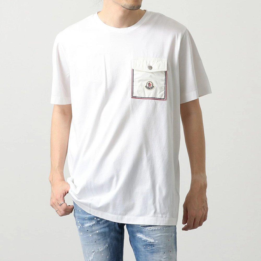 モンクレール Tシャツ メンズ クルーネック 半袖 カットソー 胸ポケット アイコンパッチ 8C00048 8390Y