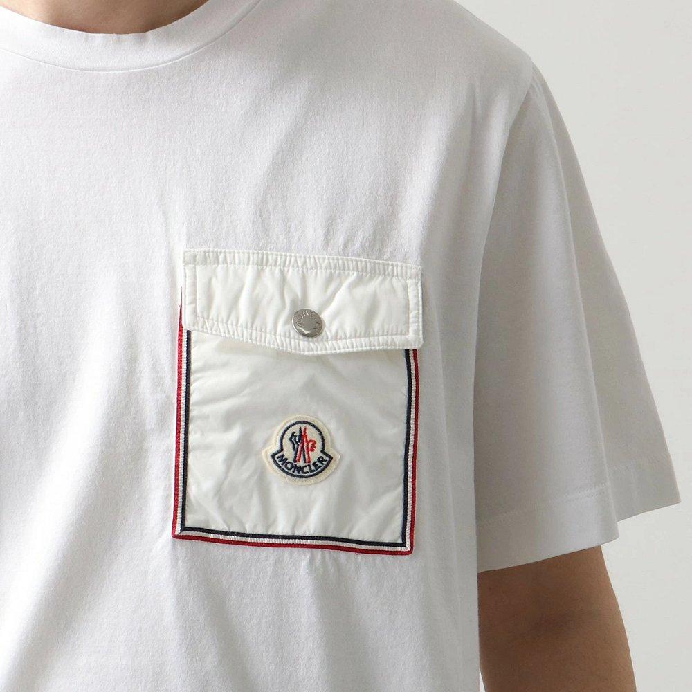 モンクレール Tシャツ メンズ クルーネック 半袖 カットソー 胸ポケット アイコンパッチ 8C00048 8390Y