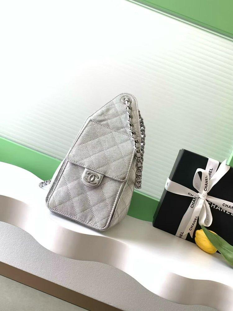 シャネル CHANEL25 スモール ハンドバッグ シルバー AS5293