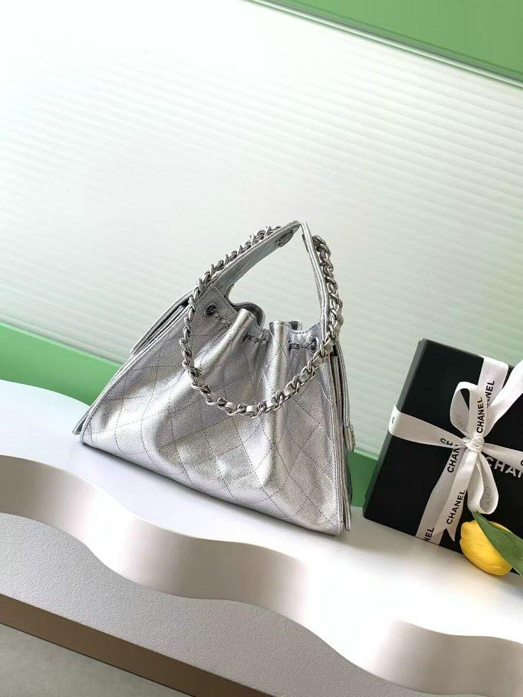 シャネル CHANEL25 スモール ハンドバッグ シルバー AS5293