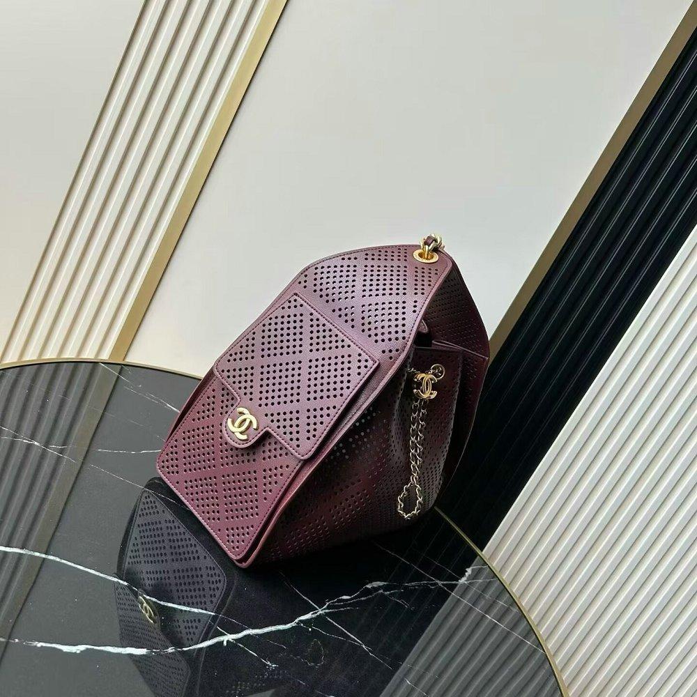 シャネル CHANEL25 スモール ハンドバッグ パンチング バーガンディ AS5293