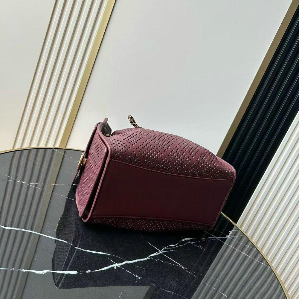 シャネル CHANEL25 スモール ハンドバッグ パンチング バーガンディ AS5293