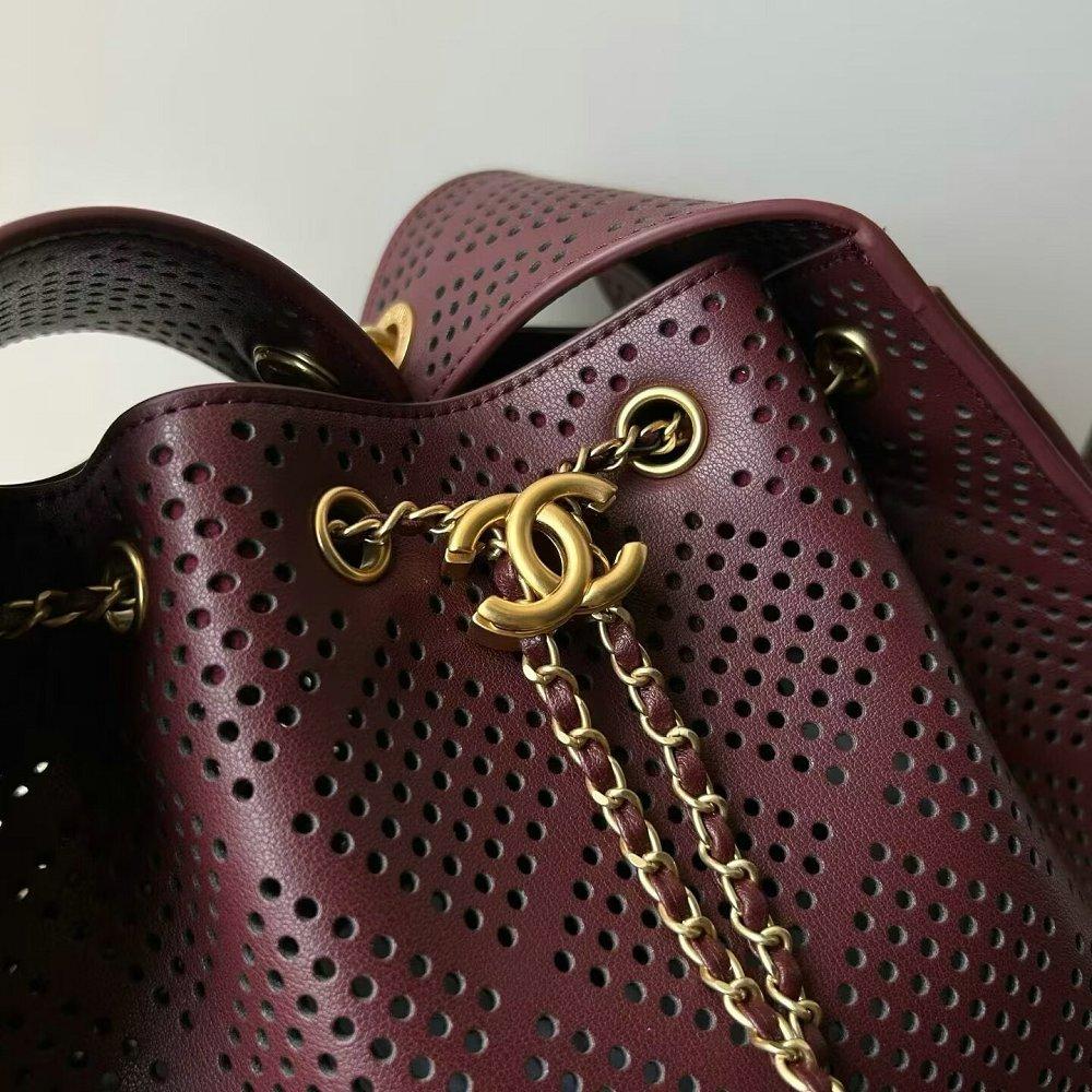 シャネル CHANEL25 スモール ハンドバッグ パンチング バーガンディ AS5293