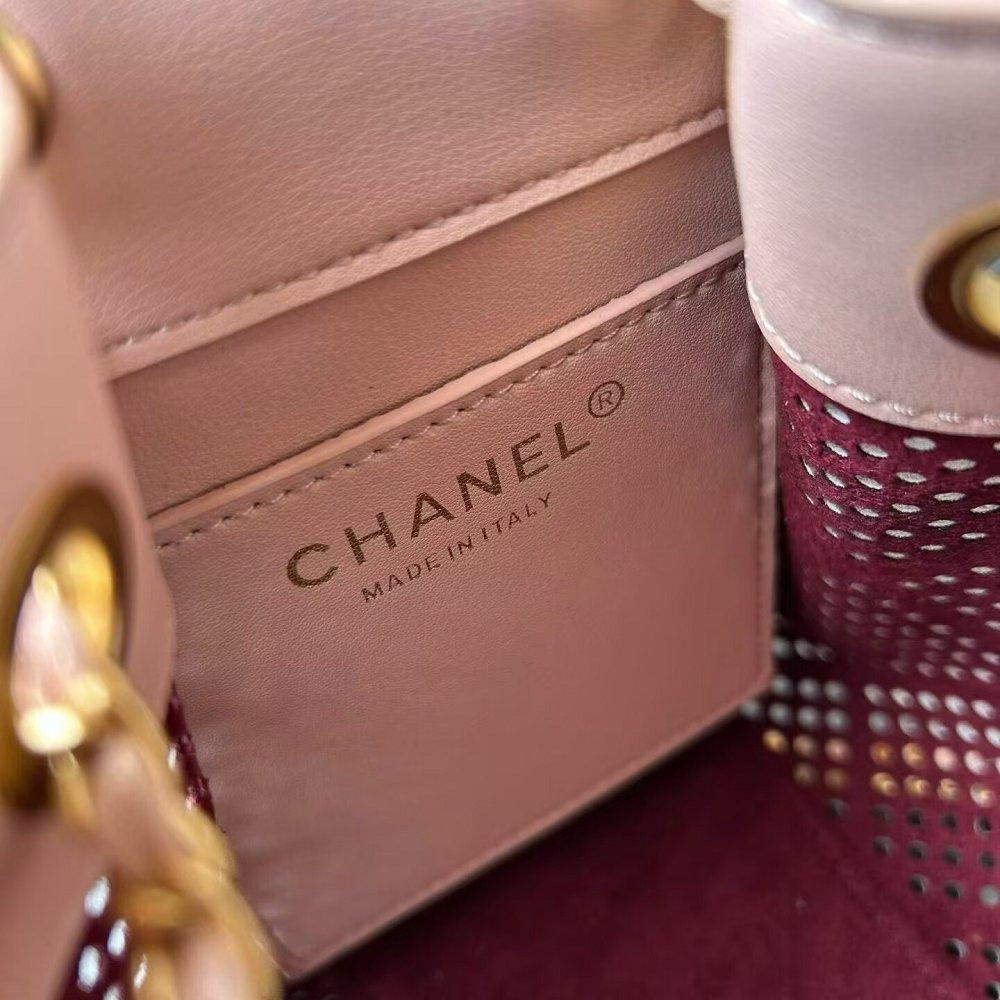 シャネル CHANEL25 スモール ハンドバッグ パンチング ピンク AS5293