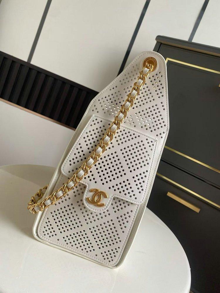 シャネル CHANEL25 スモール ハンドバッグ パンチング ホワイト AS5293