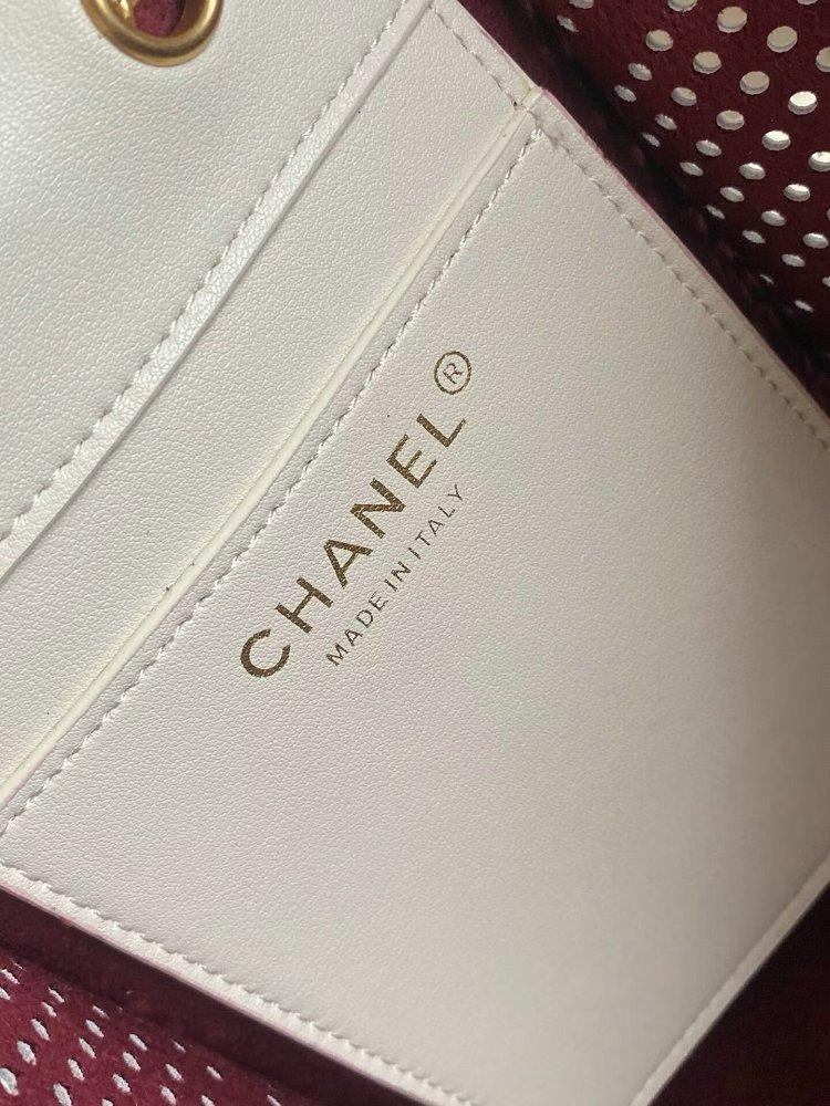 シャネル CHANEL25 スモール ハンドバッグ パンチング ホワイト AS5293