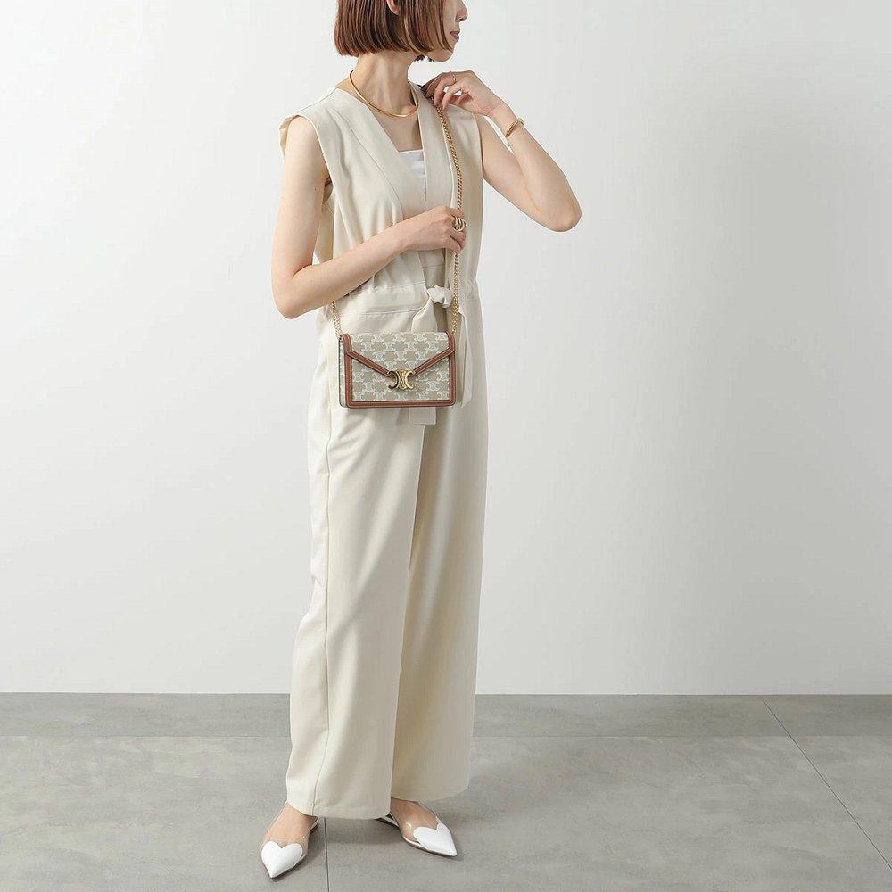 セリーヌ ショルダーバッグ Margo マーゴ レディース チェーンウォレット トリオンフキャンバス 10L462FI6.02GR
