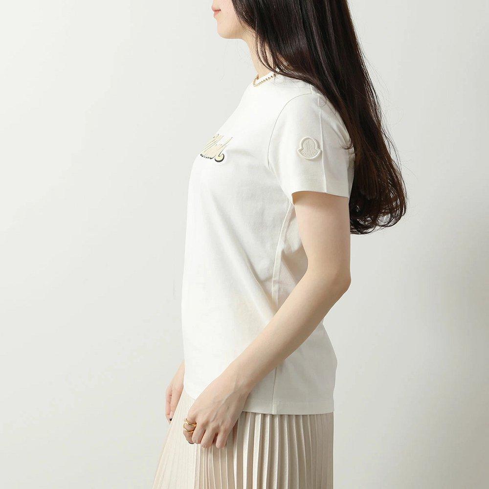 モンクレール Tシャツ レディース 半袖 カットソー ロゴT フロッキープリント クルーネック コットン 8C00011 829HP 034