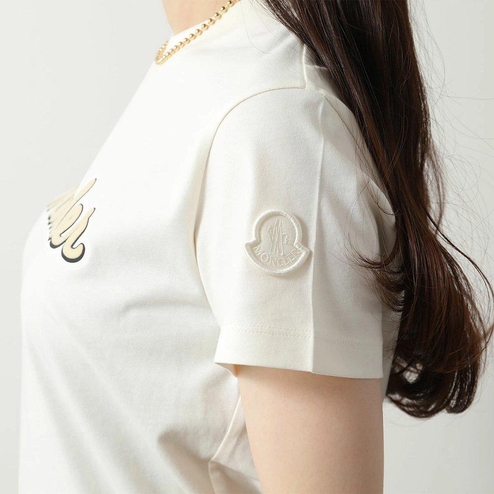 モンクレール Tシャツ レディース 半袖 カットソー ロゴT フロッキープリント クルーネック コットン 8C00011 829HP 034