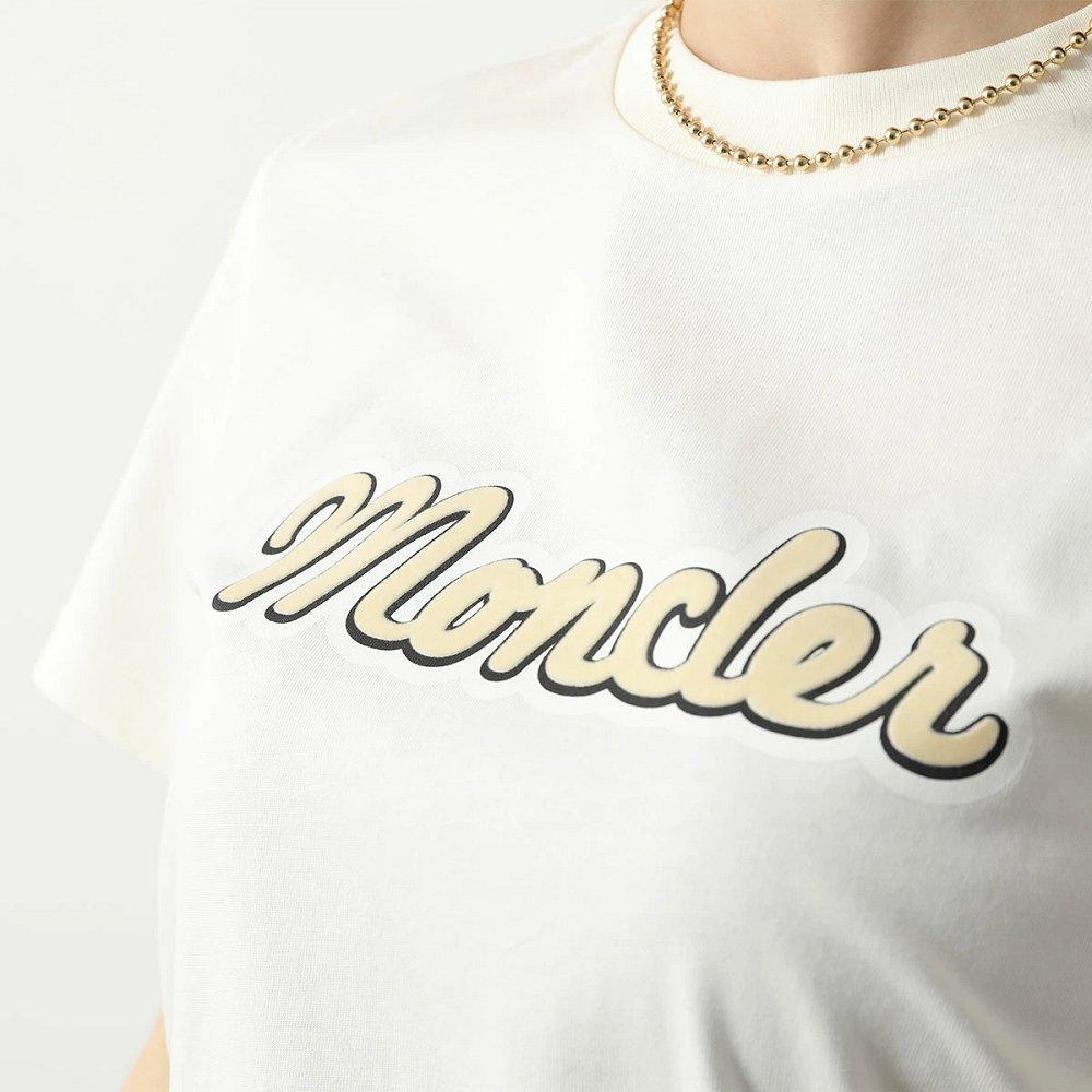 モンクレール Tシャツ レディース 半袖 カットソー ロゴT フロッキープリント クルーネック コットン 8C00011 829HP 034