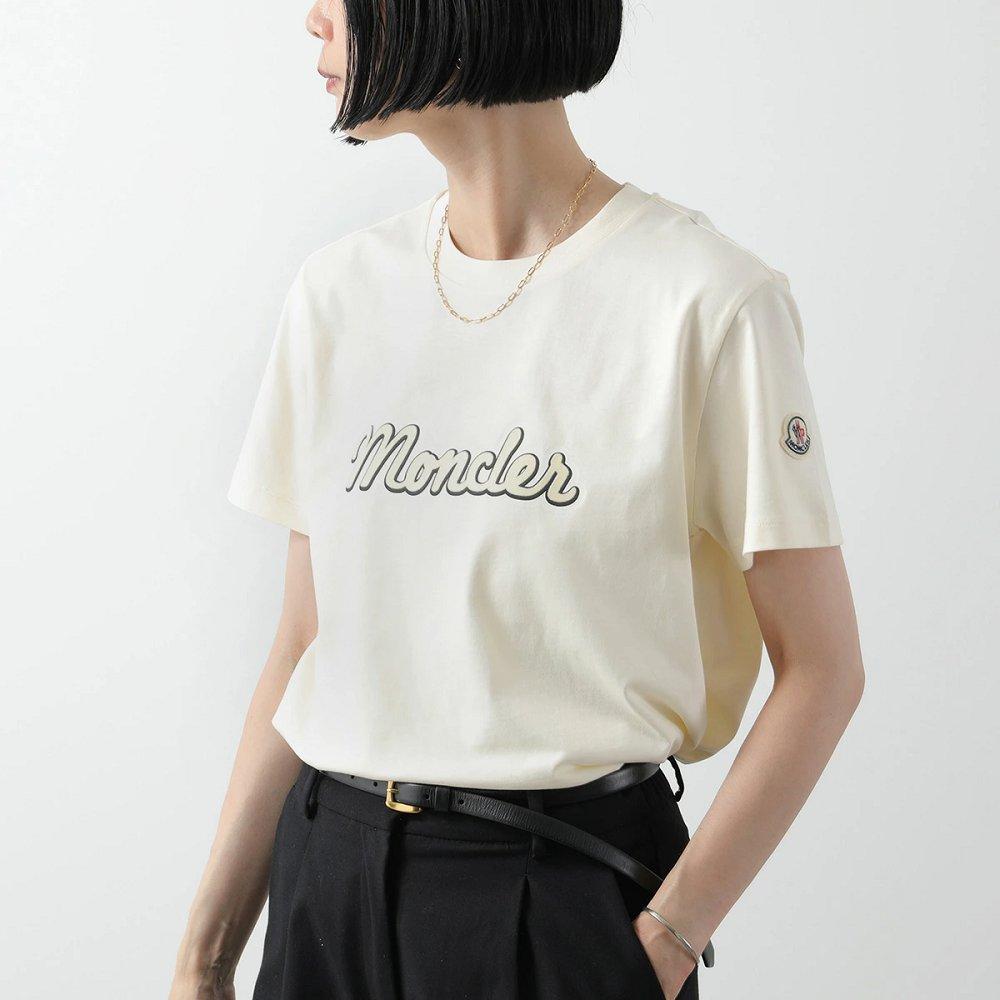 モンクレール Tシャツ 半袖 クルーネック カットソー コットン フロッキープリント ロゴ  8C00016 829HP