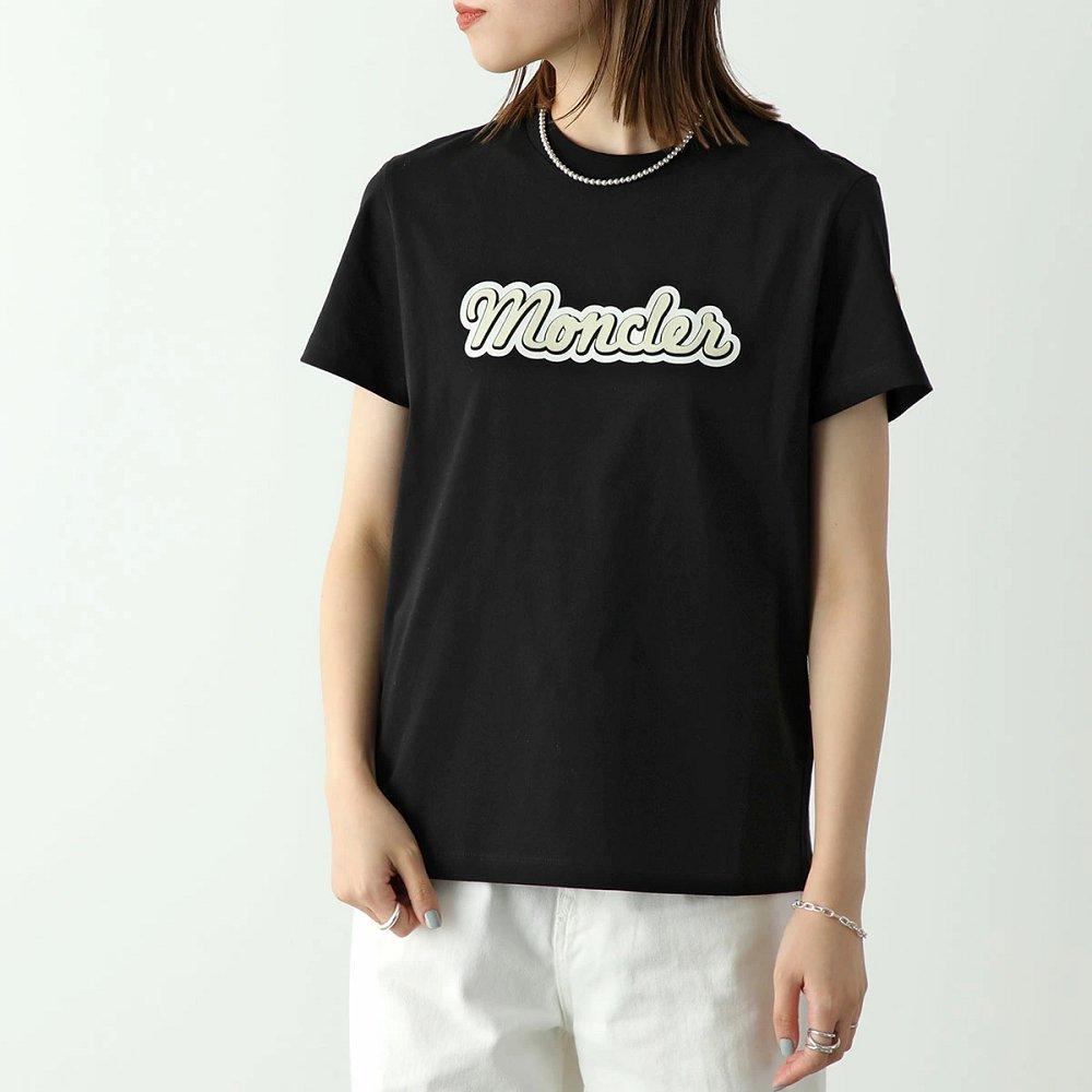 モンクレール Tシャツ 半袖 クルーネック カットソー コットン フロッキープリント ロゴ  8C00016 829HP