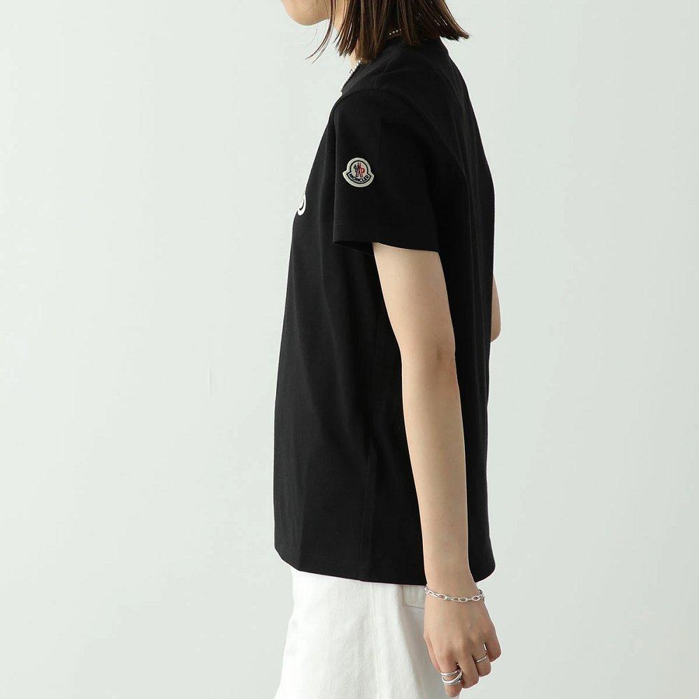 モンクレール Tシャツ 半袖 クルーネック カットソー コットン フロッキープリント ロゴ  8C00016 829HP