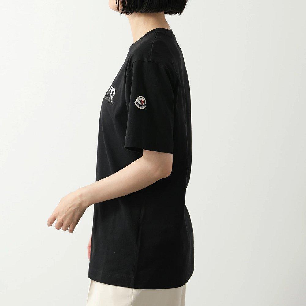 モンクレール Tシャツ レディース 半袖 クルーネック カットソー コットン スパンコール 刺繍 ロゴパッチ 8C00028 829HP