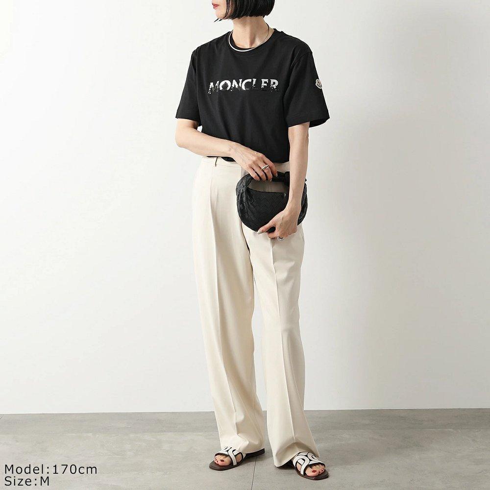 モンクレール Tシャツ レディース 半袖 クルーネック カットソー コットン スパンコール 刺繍 ロゴパッチ 8C00028 829HP