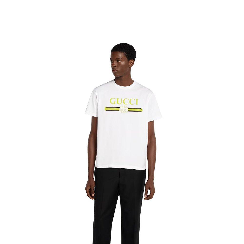 グッチ プリント コットンジャージー Tシャツ  ‎796395 XJHDH 9074