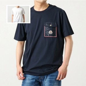 モンクレール Tシャツ メンズ クルーネック 半袖 カットソー 胸ポケット アイコンパッチ 8C00048 8390Y