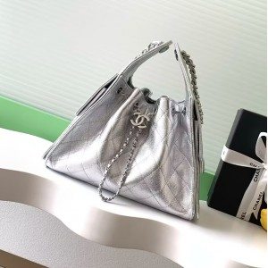 シャネル CHANEL25 スモール ハンドバッグ シルバー AS5293