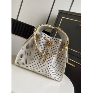 シャネル CHANEL25 スモール ハンドバッグ パンチング ホワイト AS5293