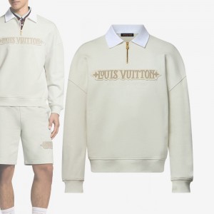 ルイヴィトン エンベリッシュド ハーフジップ スウェットシャツ 1AHW28