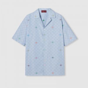 グッチ ストライプ コットン ボウリングシャツ  ‎794907 Z7AQO 9678