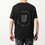 モンクレール マットブラック 半袖 Tシャツ メンズ カットソー クルーネック ロゴT 刺繍 ラバーロゴパッチ 8C00026 829H8