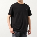 モンクレール マットブラック 半袖 Tシャツ メンズ カットソー クルーネック ロゴT 刺繍 ラバーロゴパッチ 8C00026 829H8