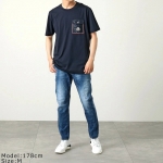 モンクレール Tシャツ メンズ クルーネック 半袖 カットソー 胸ポケット アイコンパッチ 8C00048 8390Y