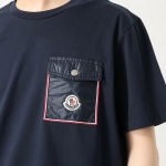 モンクレール Tシャツ メンズ クルーネック 半袖 カットソー 胸ポケット アイコンパッチ 8C00048 8390Y