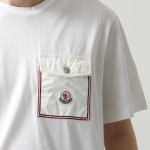モンクレール Tシャツ メンズ クルーネック 半袖 カットソー 胸ポケット アイコンパッチ 8C00048 8390Y