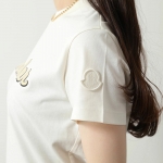 モンクレール Tシャツ レディース 半袖 カットソー ロゴT フロッキープリント クルーネック コットン 8C00011 829HP 034