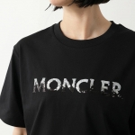 モンクレール Tシャツ レディース 半袖 クルーネック カットソー コットン スパンコール 刺繍 ロゴパッチ 8C00028 829HP