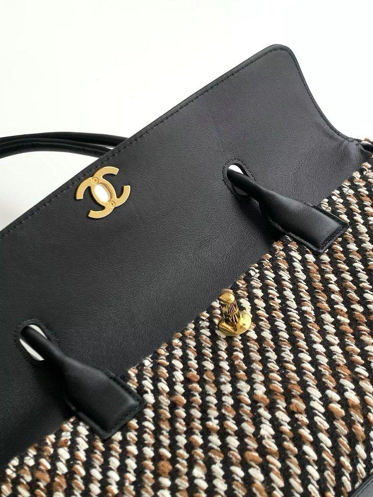 CHANEL  ツイード&レザー スモール ショッピングバッグ AS6288 B24254 U9706