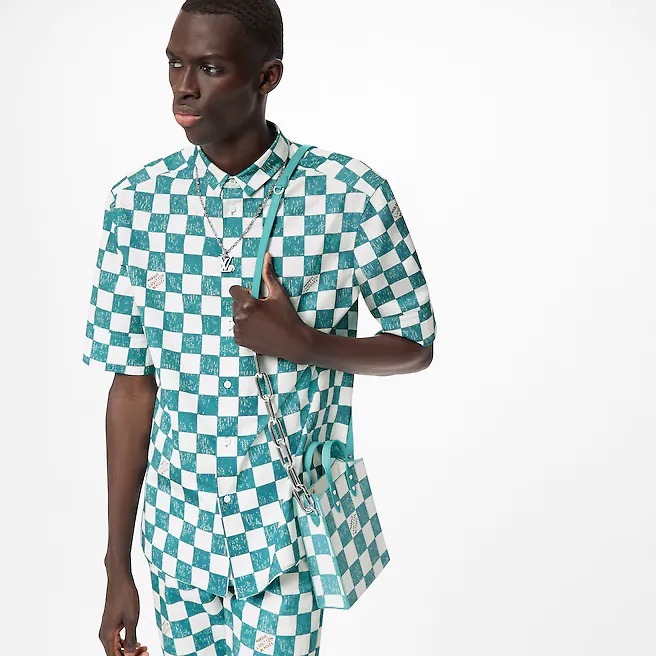 LOUIS VUITTON ルイヴィトン ダミエチェッカーボード サックプラXS ショルダーバッグ レザー レディース ターコイズ N60495