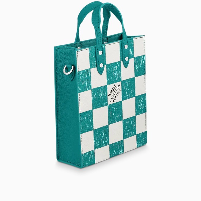 LOUIS VUITTON ルイヴィトン ダミエチェッカーボード サックプラXS ショルダーバッグ レザー レディース ターコイズ N60495