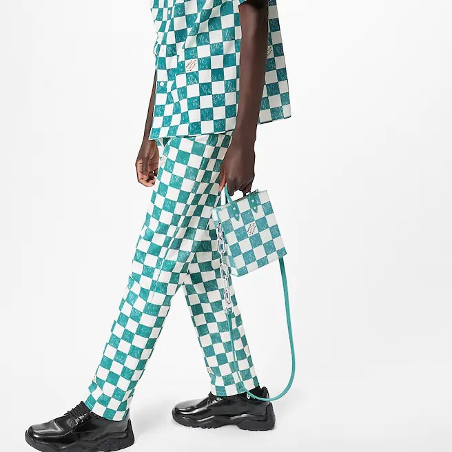 LOUIS VUITTON ルイヴィトン ダミエチェッカーボード サックプラXS ショルダーバッグ レザー レディース ターコイズ N60495