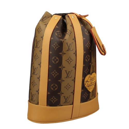 ルイ・ヴィトン Louis Vuitton ランドネ メッセンジャー ストライプ NIGO 肩掛け 巾着型 ショルダーバッグ モノグラム ブラウン M45968 メンズ