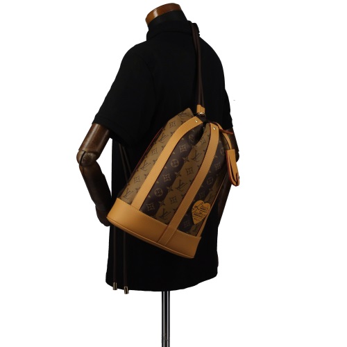 ルイ・ヴィトン Louis Vuitton ランドネ メッセンジャー ストライプ NIGO 肩掛け 巾着型 ショルダーバッグ モノグラム ブラウン M45968 メンズ