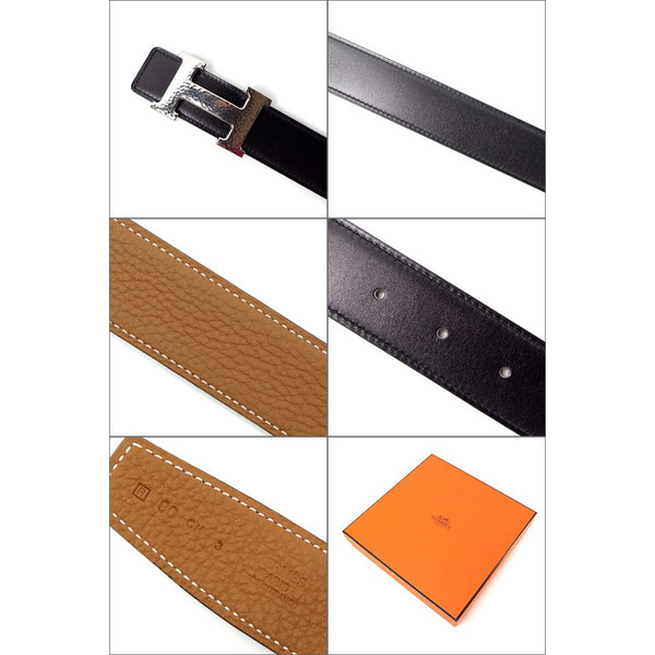 エルメス HERMESHバックル ベルトブラック+ゴールドシルバーバックル he-be-1582