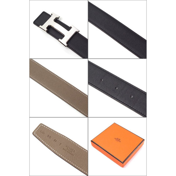 エルメスベルト HERMESHバックル ベルトブラック+エトープシルバーバックルhe-be-1567