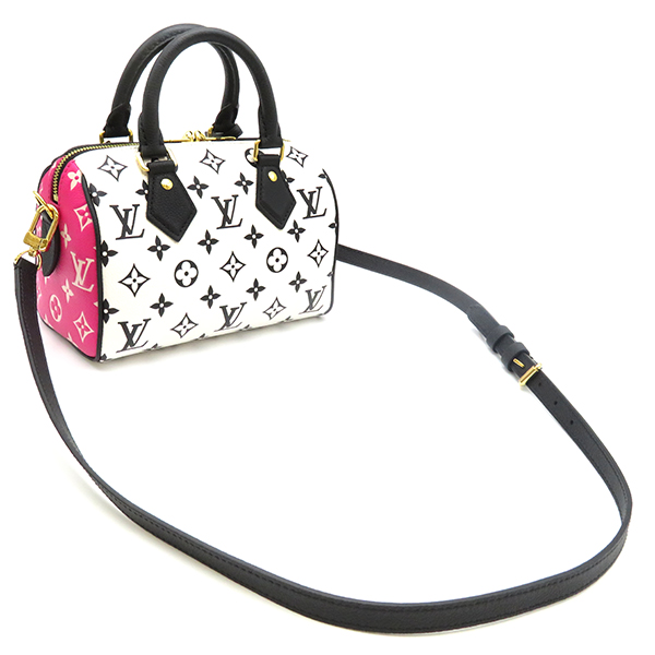 ルイヴィトン LOUIS VUITTON 2WAYバッグ スピーディ・バンドリエール 20 ブラック/ホワイト ボストンバッグ 黒 白 ピンク ゴールド金具 M46088 レディース