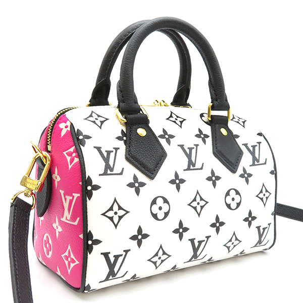 ルイヴィトン LOUIS VUITTON 2WAYバッグ スピーディ・バンドリエール 20 ブラック/ホワイト ボストンバッグ 黒 白 ピンク ゴールド金具 M46088 レディース