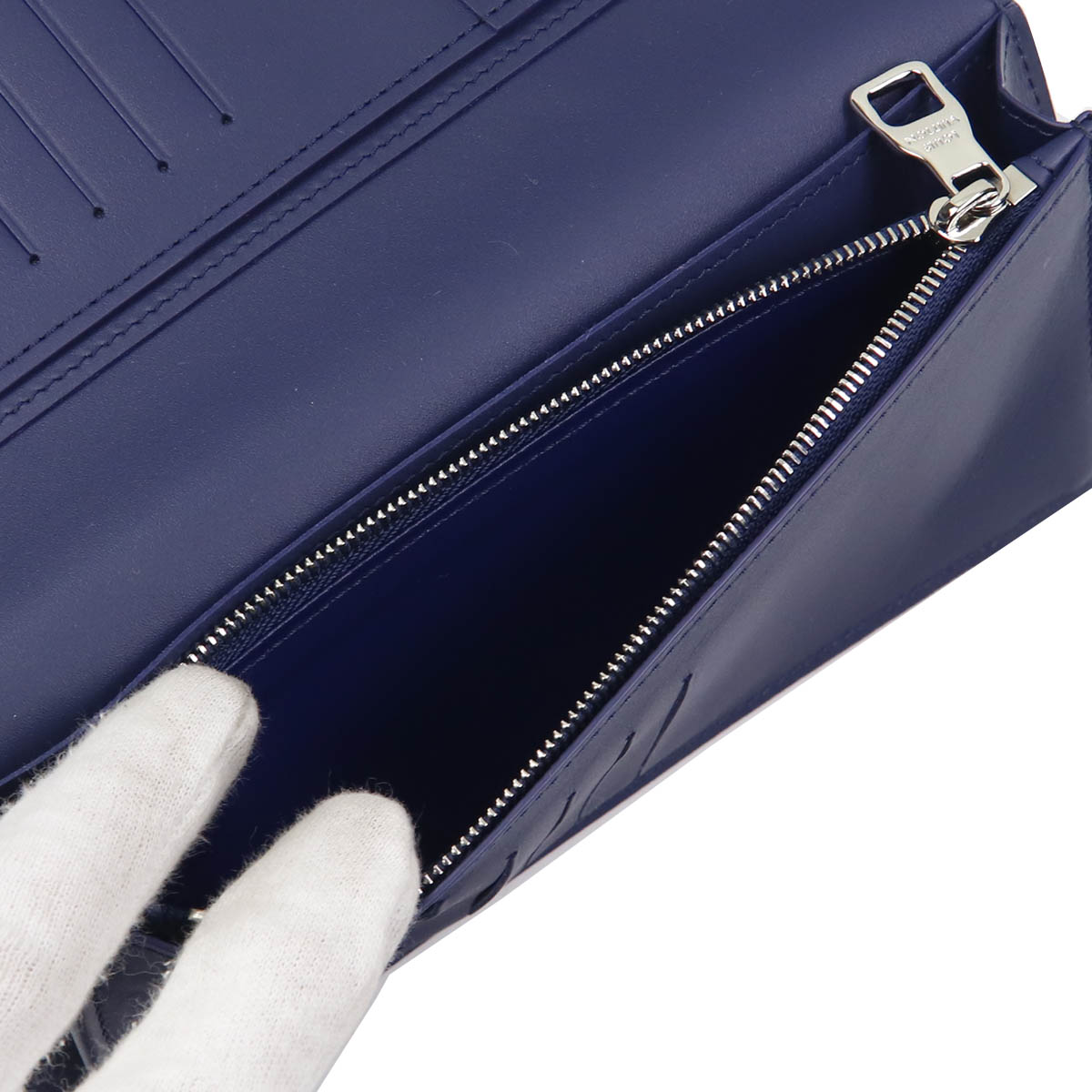 ルイヴィトン ポルトフォイユ ブラザ NM レザー ブルー モノグラム 二つ折り長財布 メンズ M80465