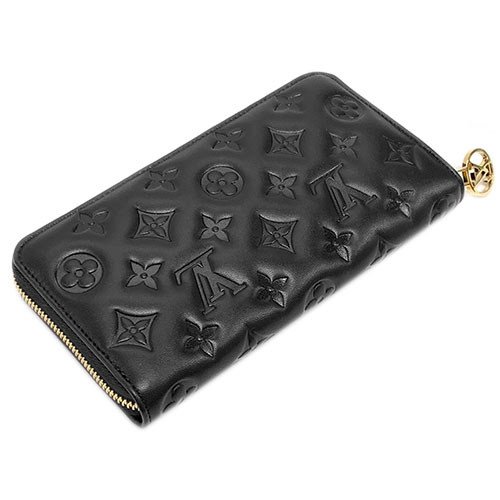 ルイヴィトン Louis Vuitton ラムレザー ジッピーウォレット ファスナー長財布 ノワール レディース M81510